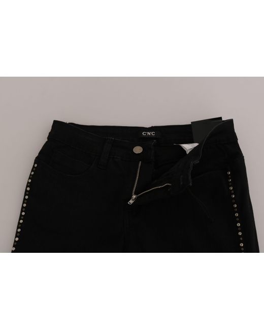 CoSTUME NATIONAL Black Embellished Mid Waist Skinny Denim Jeans
