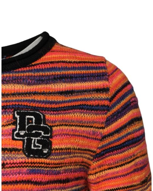 Dolce & Gabbana Red Wool Dglogo Knit Pullover Sweater for men