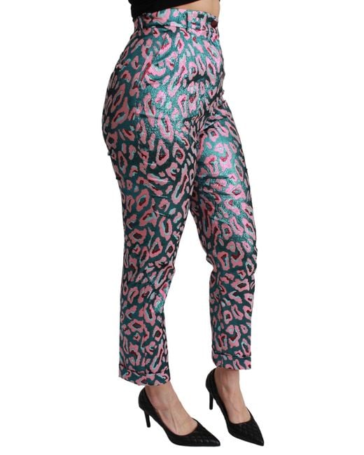 Dolce & Gabbana Black Dolce Gabbana Multicolor Patterned Cropped High Waist Pants