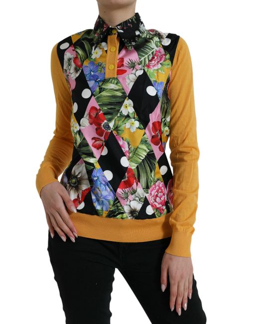 Dolce & Gabbana Multicolor Patchwork Cashmere Henley Sweater
