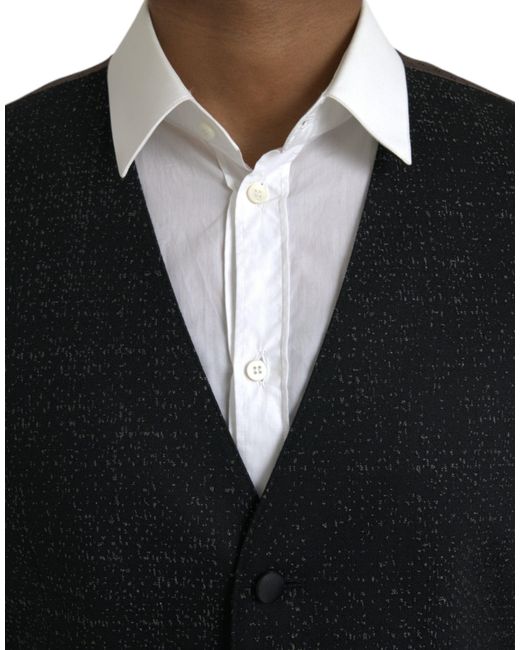 Dolce & Gabbana Black Silk Waistcoat Dress Formal Vest for men