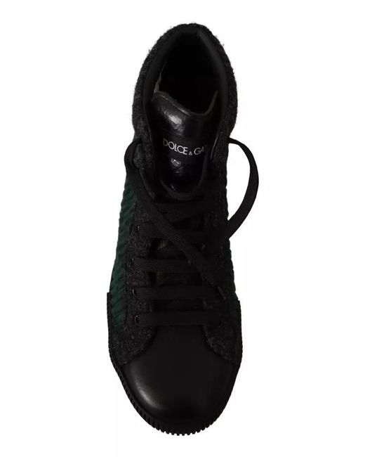 Dolce & Gabbana Black Corduroy High Tops Sneakers Casual Shoes for men