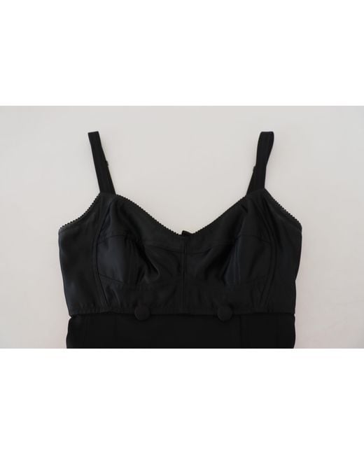 Dolce & Gabbana Black Fit Wool Stretch Sheath Mini Dress