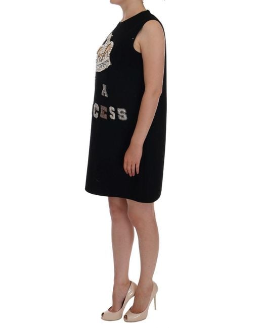 Dolce & Gabbana Black I Am A Princess Crystal Shift Dress