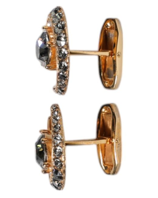 Dolce & Gabbana Metallic Brass Crystal Luna Cufflink for men