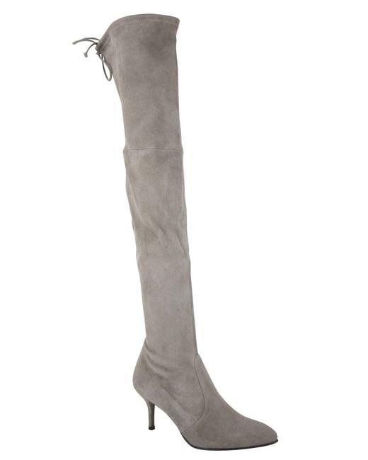 Stuart Weitzman Gray Solid Tiemodel Suede Over-The-Knee Boot (Us)