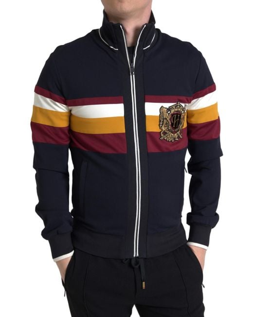 Dolce & Gabbana Blue Cardigan Heraldic Full Zip Sweater Clothing for men