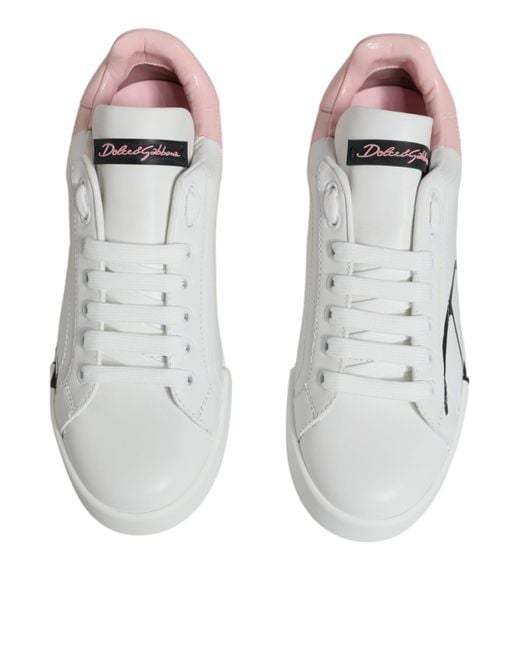 Dolce & Gabbana White Portofino Low Top Sneakers Shoes