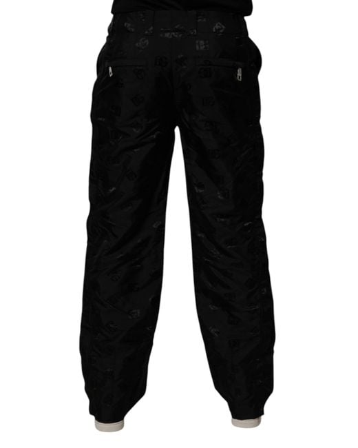 Dolce & Gabbana Black Allover Print Trousers for men