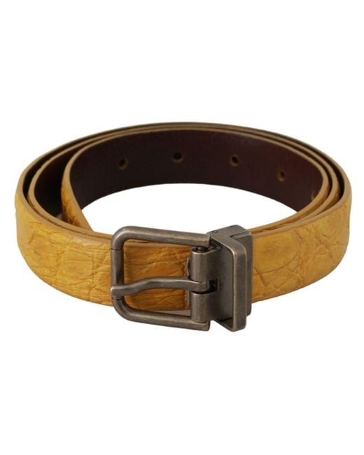 Dolce & Gabbana Black Exotic Skin Leather Buckle Belt for men