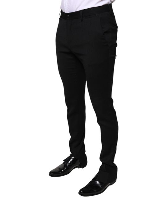 Dolce & Gabbana Black Wool Skinny Formal Dress Pants for men
