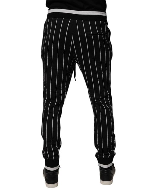Dolce & Gabbana Black Stripes Jogger Sweatmen's Pants for men