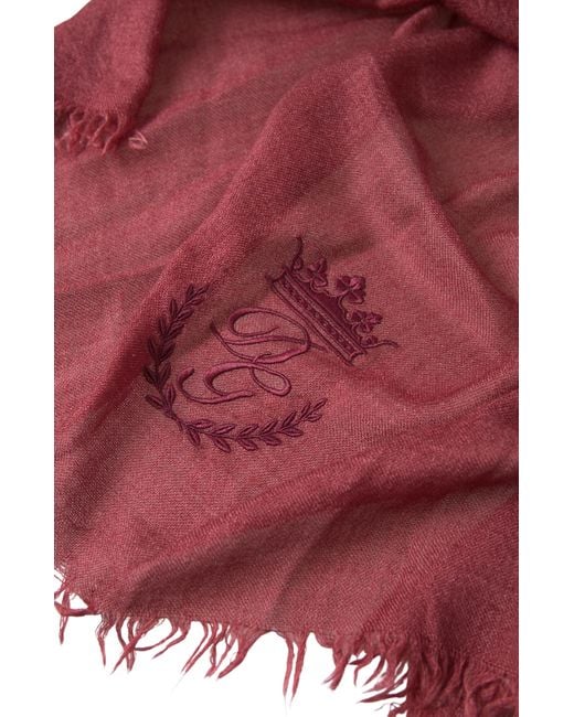 Dolce & Gabbana Red Cashmere Knit Wrap Shawl Fringe Scarf for men