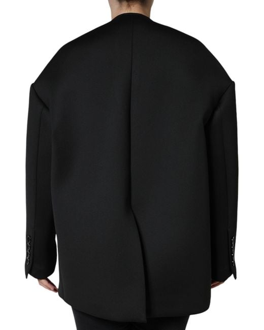 Dolce & Gabbana Black Polyester Double Breasted Coat Jacket
