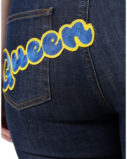 Dolce & Gabbana Dark Blue Queen Cotton Skinny Denim Jeans
