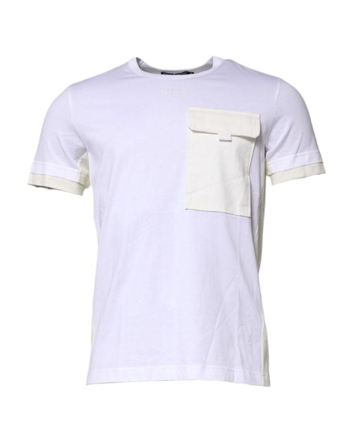 Dolce & Gabbana Blue Cotton Pocket Short Sleeves T-Shirt for men