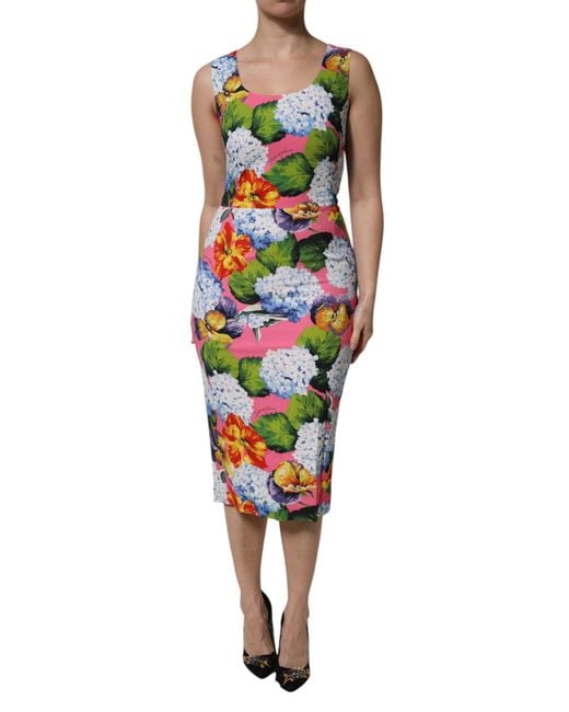 Dolce & Gabbana Multicolor Floral Sleeveless Sheath Dress