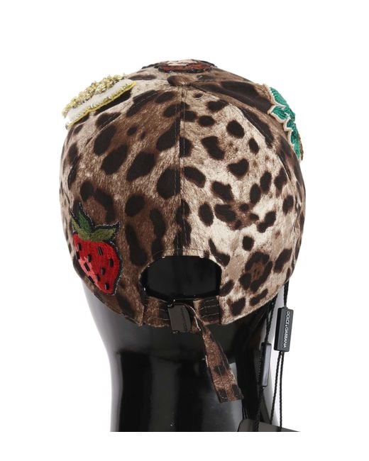 Dolce & Gabbana Black Leopard Sequin Sicily Applique Baseball Hat Cotton