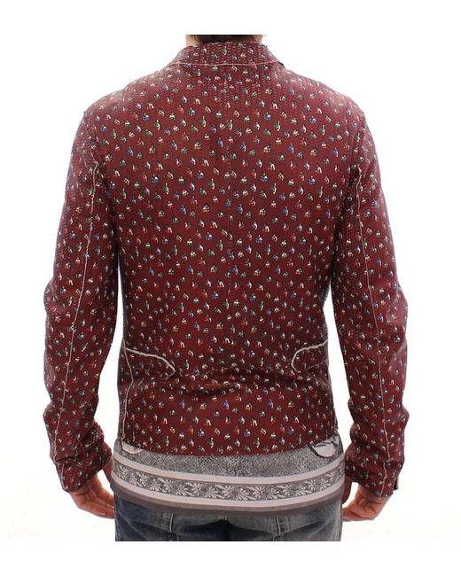 Dolce & Gabbana Red Leather Boxer Print Jacket Coat for men