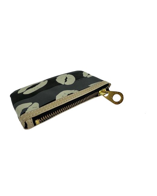 Marc Jacobs Kisses Printed Coin Purse Keychain Key Fob in Black