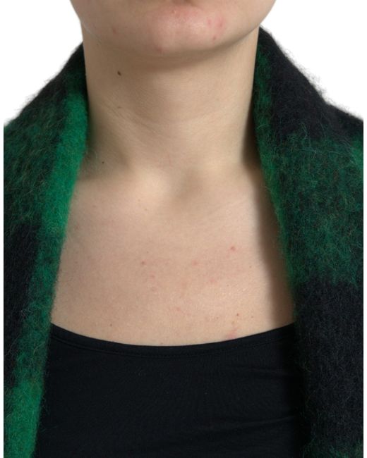 Dolce & Gabbana Green Buffalo Check Poncho Coat Jacket
