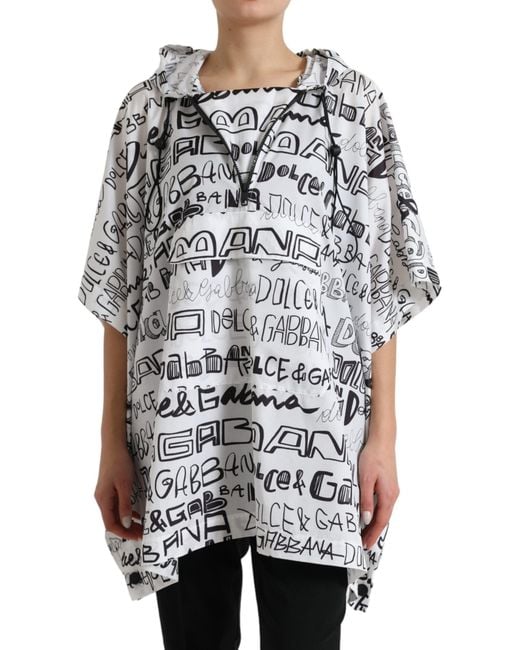 Dolce & Gabbana Gray Logo Print Hooded Blouson T-Shirt Top