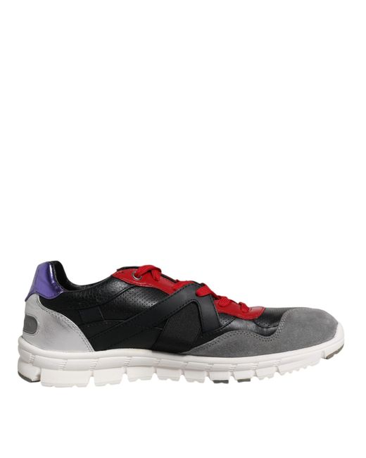 Dolce & Gabbana Multicolor Leather Suede Low Top Sneakers Shoes for men