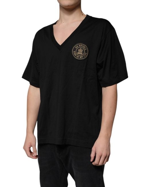 Dolce & Gabbana Black V-Neck T-Shirt Short Sleeves for men