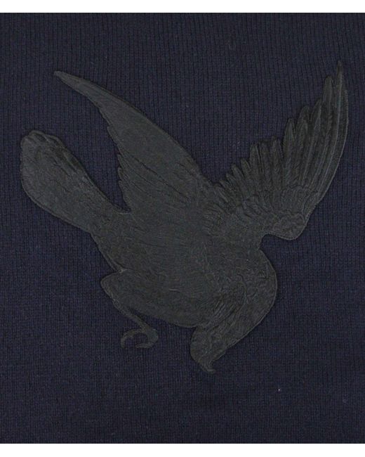Gucci Blue Cashmere Wool Sweater With Bird Patch (Medium) for men