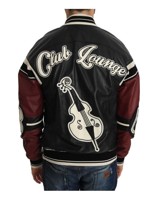 Dolce & Gabbana Black Leather Club Lounge Jacket for men