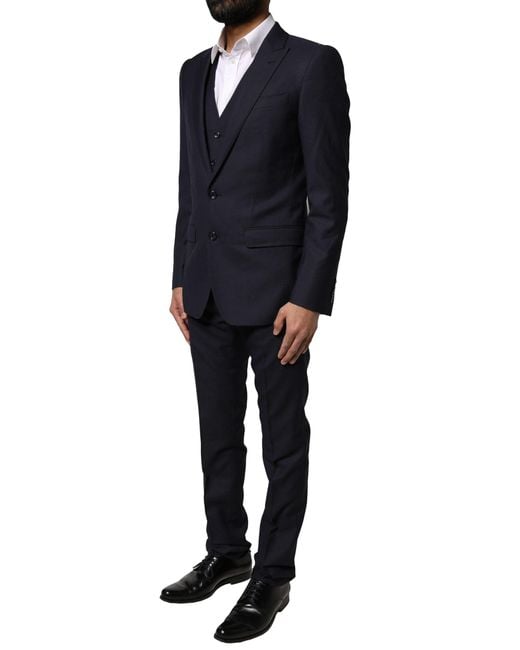 Dolce & Gabbana Black Fantasy Martini 3 Piece Formal Suit for men