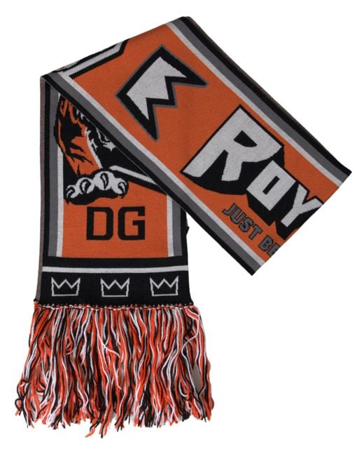 Dolce & Gabbana Multicolor Wool Dg Royals Wrap Fringe Scarf