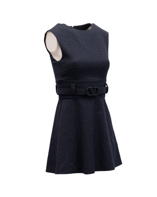 Valentino Garavani Blue Check Sleeveless Mini Dress