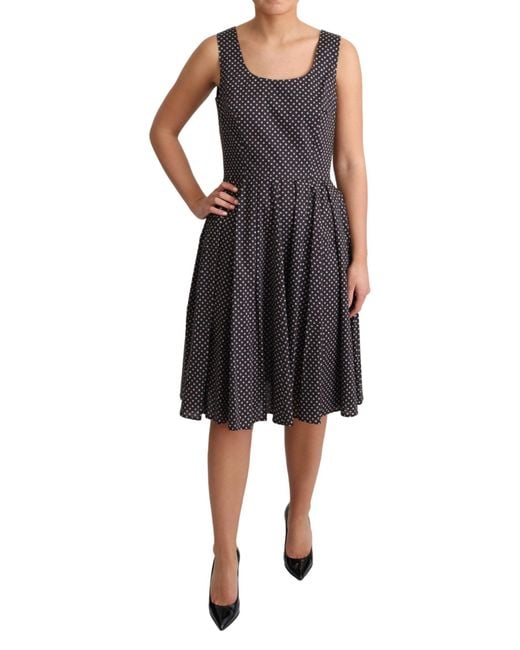 Dolce & Gabbana Black Floral Cotton A-Line Stretch Dress