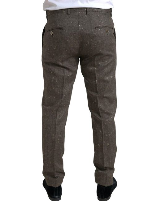 Dolce & Gabbana Gray Wool Dress Skinny Trouser Pants for men