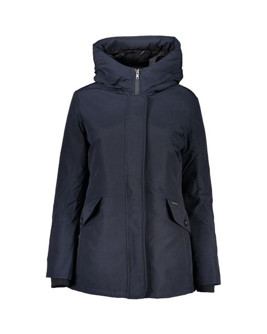 Woolrich Blue Cotton Jackets & Coat