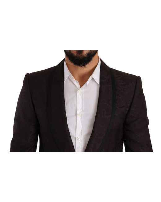 Dolce & Gabbana Black Purple Jacquard Single Breasted Sicilia Blazer for men