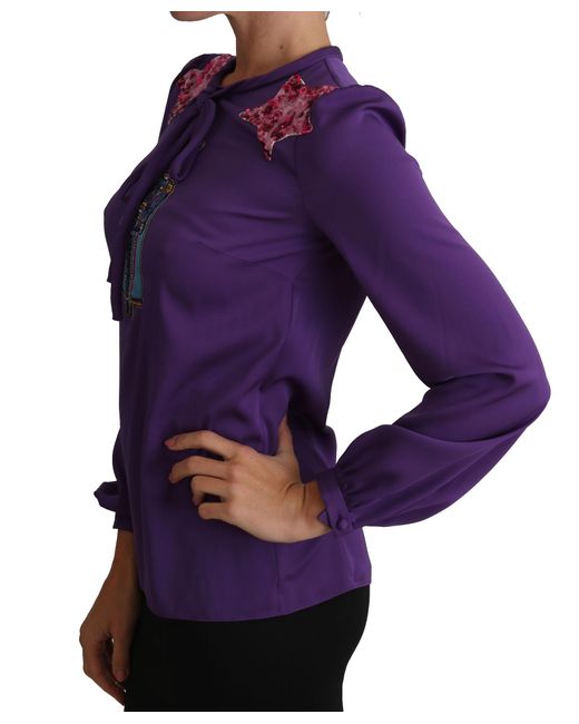 Dolce & Gabbana Purple Blouse Prince Fairy Tale Embellished Top