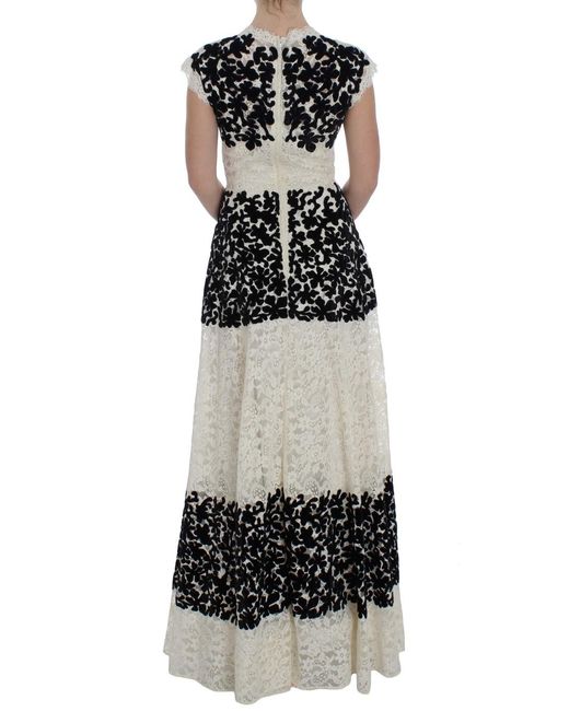 Dolce & Gabbana Black Floral Lace Ricamo Long Ball Maxi Dress
