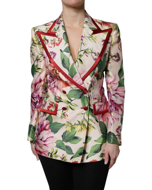Dolce & Gabbana White Floral Doublebreasted Blazer
