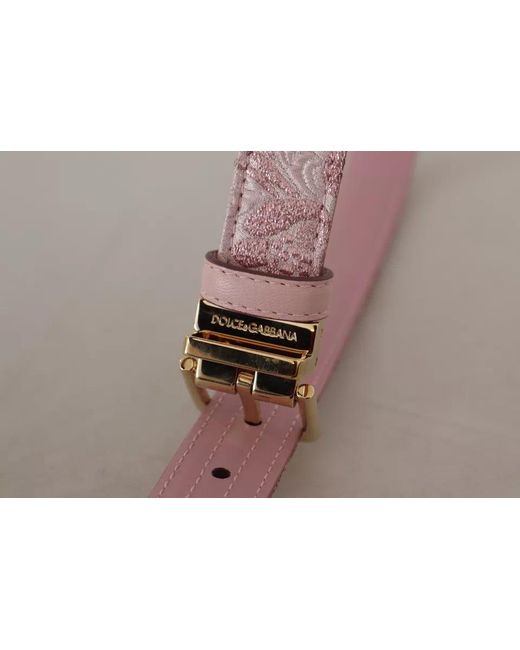 Dolce & Gabbana Black Jaquard Embroidered Tone Metal Buckle Belt