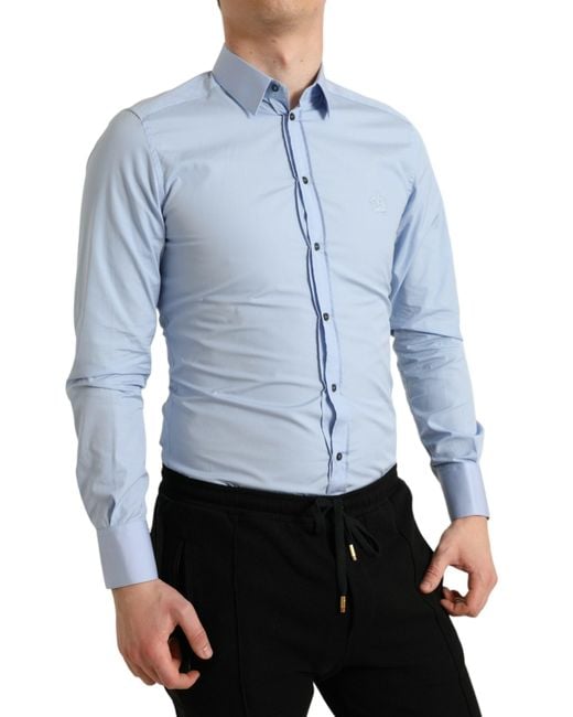 Dolce & Gabbana Blue Sky Cotton Formal Dress Shirt for men