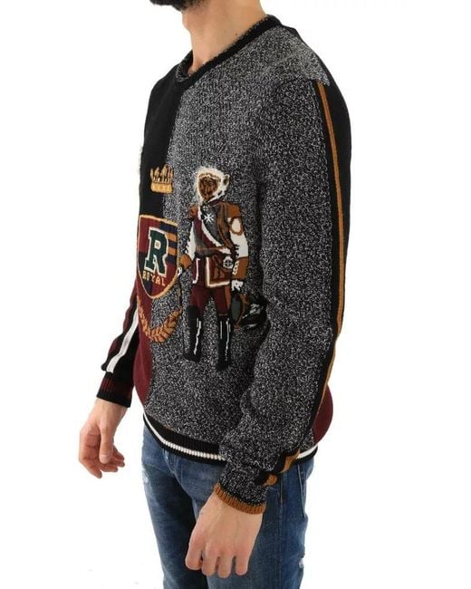 Dolce & Gabbana Black King Knight Monkey Knitted Cashmere Wool Sweater for men