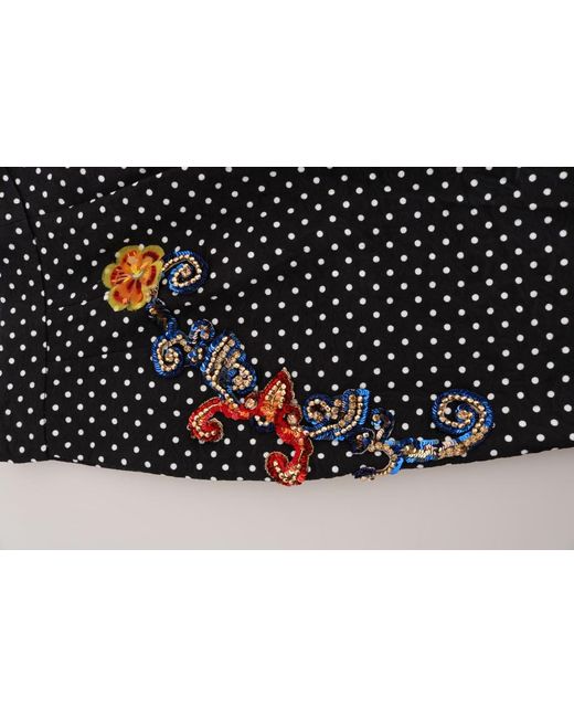 Dolce & Gabbana Black Polka Dot Sicily Crystal Pants