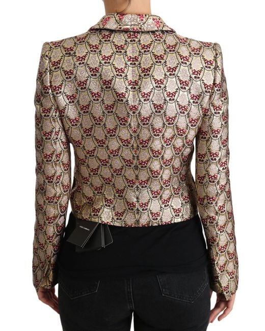 Dolce & Gabbana Brown Floral Sequined Blazer Coat Jacket Clothing