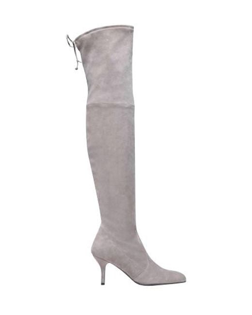 Stuart Weitzman Gray Solid Tiemodel Suede Over-The-Knee Boot (Us)