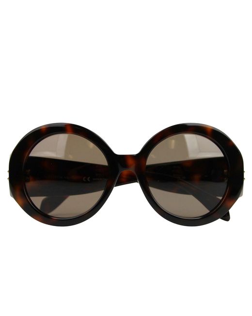 McQueen Brown Plastic Acetate Round Sunglasses