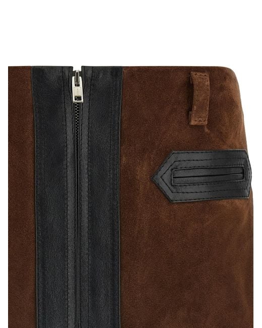 Marni Brown Leather Skirt