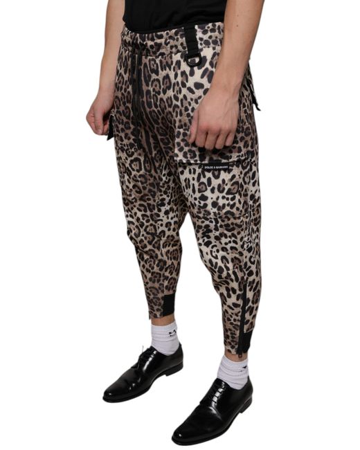 Dolce & Gabbana Black Leopard Polyester Jogger Pants for men