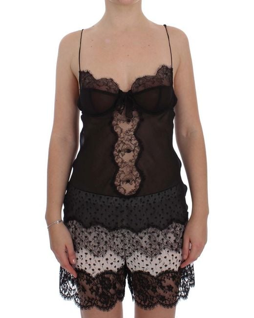 Dolce & Gabbana Black Dolce Gabbana Chemise Lace Detail